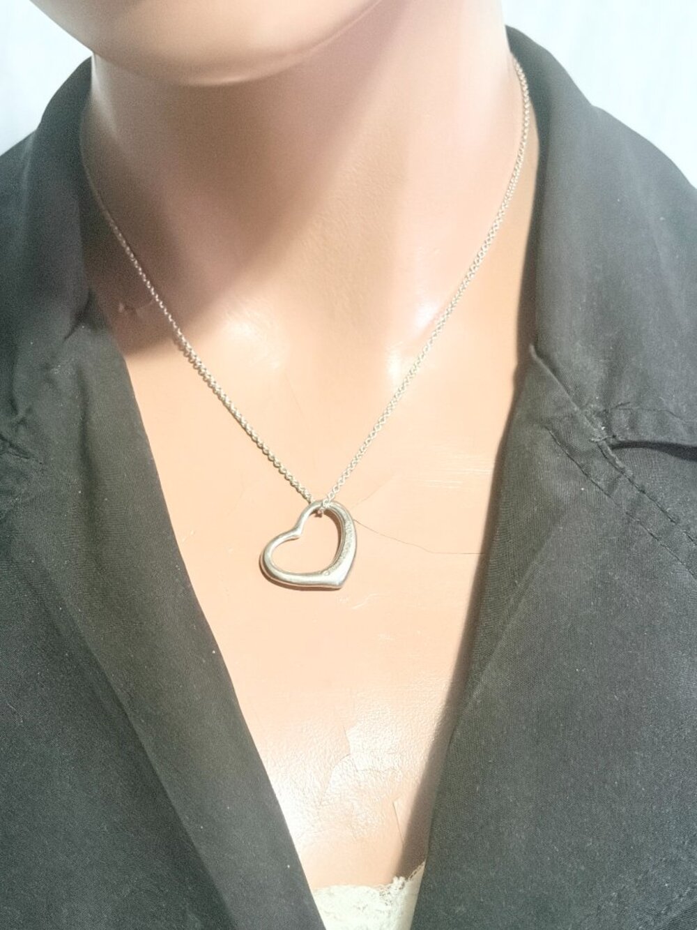 Authentic Tiffany & Co 925 Silver Large (22mm) Open Heart Necklace - Picture 8 of 8